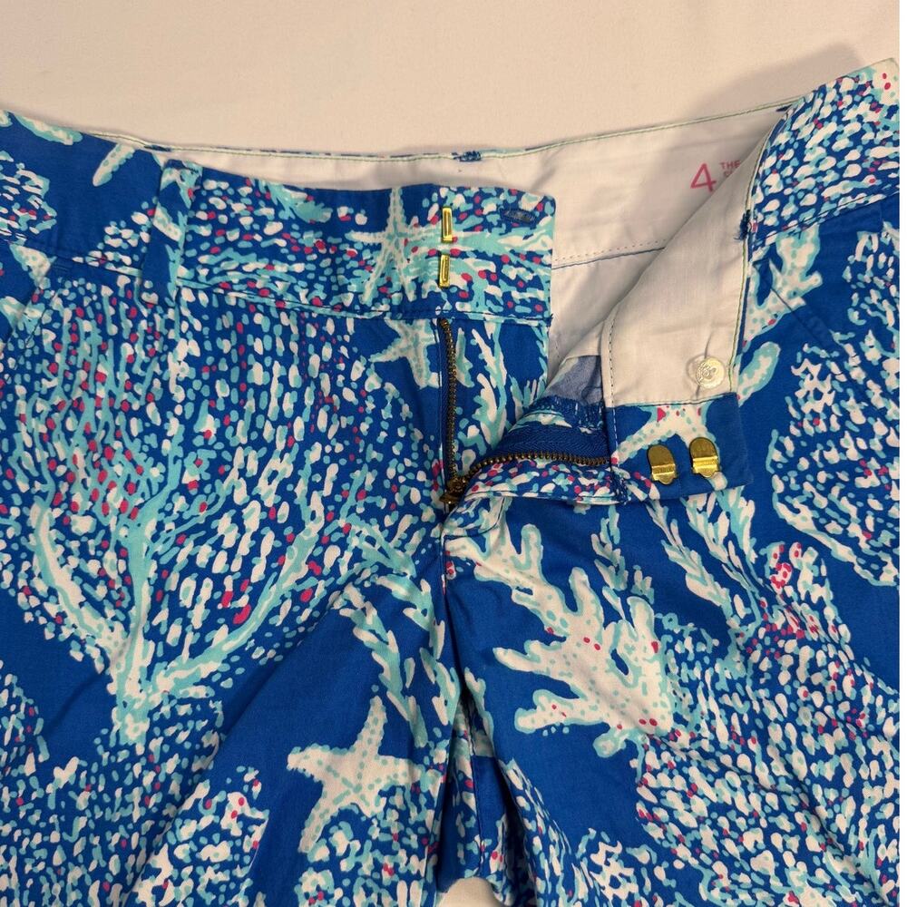 Lilly Pulitzer Chipper Shorts Size 4 Blue Coral Starfish Coastal Print Reef - Picture 5 of 13